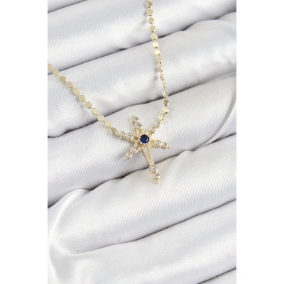 Pirinç Zirkon Taşlı Kutup Yıldızı Model Ezme Zincir Gold Renk Kadın Kolye - Lisinya