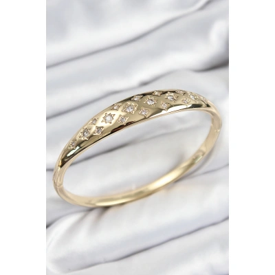 Pirinç Zirkon Taşlı Kutup Yıldızı Model Gold Renk Kadın Kelepçe - Lisinya