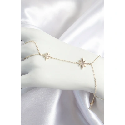 Pirinç Zirkon Taşlı Kutup Yıldızı Model Gold Renk Kadın Şahmeran - Lisinya