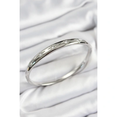 Pirinç Zirkon Taşlı Kutup Yıldızı Model Gümüş Renk Kadın Kelepçe - Lisinya