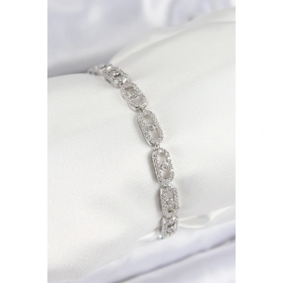 Pirinç Zirkon Taşlı Messika Model Gümüş Renk VIP Seri Kadın Bileklik - Lisinya