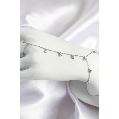 Pirinç Zirkon Taşlı Sallantılı Model Gümüş Renk Kadın Şahmeran - Lisinya