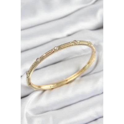 Pirinç Zirkon Taşlı Vintage Model Gold Renk Kadın Kelepçe - Lisinya