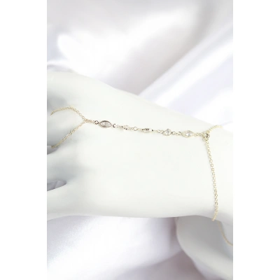 Pirinç Zirkon Taşlı Y Model Gold Renk Kadın Şahmeran - Lisinya