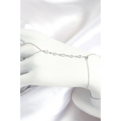 Pirinç Zirkon Taşlı Y Model Gümüş Renk Kadın Şahmeran - Lisinya