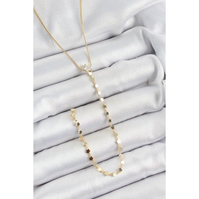 Pirinç Zirkon Taşlı Yıldız Figürlü Y Model Gold Renk Kadın Kolye - Lisinya