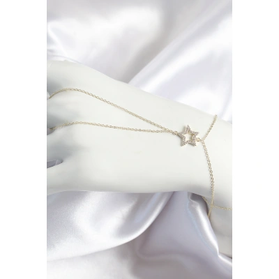 Pirinç Zirkon Taşlı Yıldız Model Gold Renk Kadın Şahmeran - Lisinya