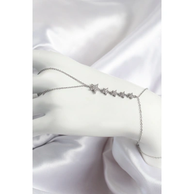 Pirinç Zirkon Taşlı Yıldız Model Gümüş Renk Kadın Şahmeran - Lisinya