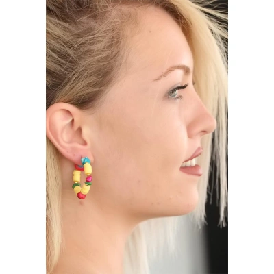 Sarı Renk Boncuklu Bayan Küpe - Lisinya