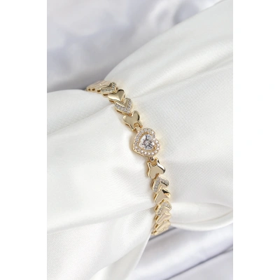 Xuping Pirinç Baget Kalp Model Gold Renk Kadın Bileklik - Lisinya