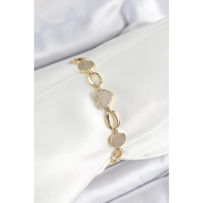 Xuping Pirinç Kalp ve Daire Model Gold Renk Kadın Bileklik - Lisinya