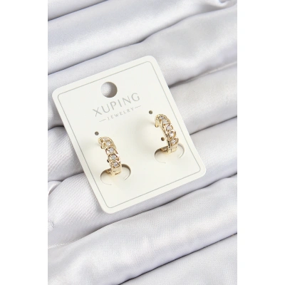 Xuping Zirkon Taşlı Ardışık Model Gold Renk Kadın Küpe - Lisinya