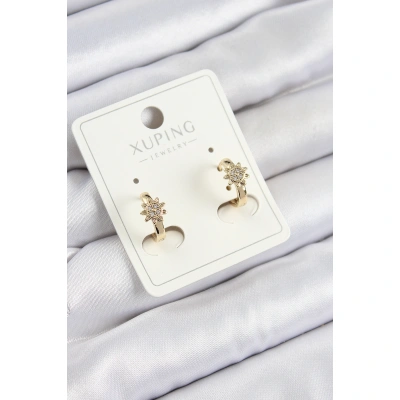 Xuping Zirkon Taşlı Çiçek Model Gold Renk Kadın Küpe - Lisinya