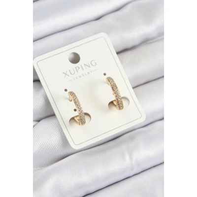 Xuping Zirkon Taşlı I Model Gold Renk Kadın Küpe - Lisinya