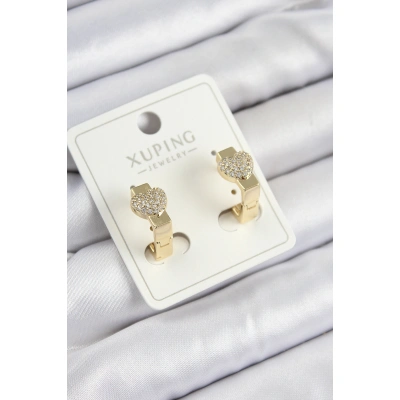 Xuping Zirkon Taşlı Kalp Model Gold Renk Kadın Küpe - Lisinya