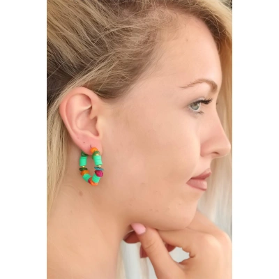 Yeşil Renk Taşlı Bayan Küpe - Lisinya