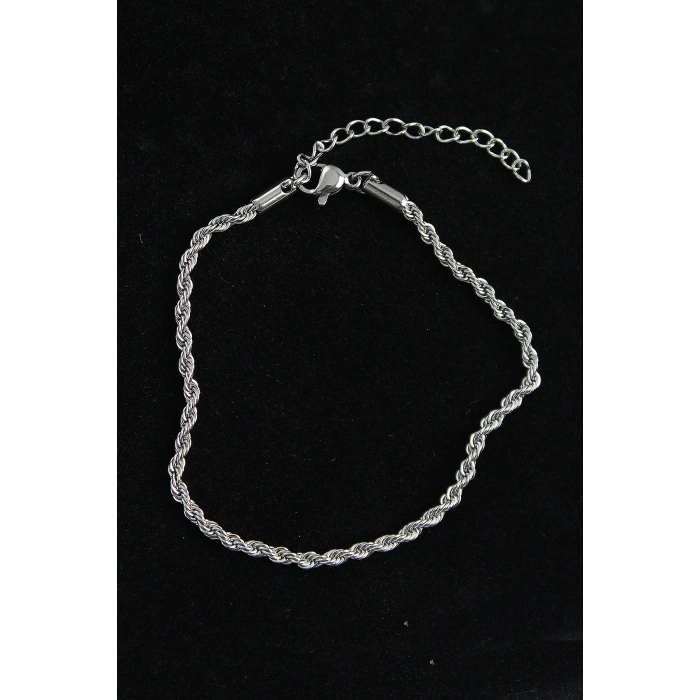 316L Çelik Burgu Model Gümüş Renk Erkek Bileklik - Lisinya