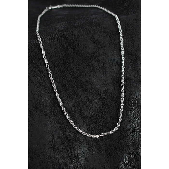 316L Çelik Burgu Zincir Model Gümüş Renk Erkek Kolye - Lisinya