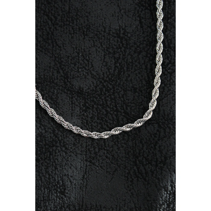 316L Çelik Burgu Zincir Model Gümüş Renk Erkek Kolye - Lisinya