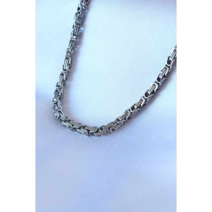 316L Çelik Gümüş Renk Kral Zincir Model Erkek Kolye - Lisinya
