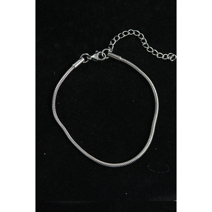 316L Çelik Gümüş Renk Yılan Zincir Erkek Bileklik - Lisinya