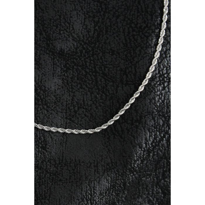 316L Çelik Halat Zincir Model Gümüş Renk Erkek Kolye - Lisinya