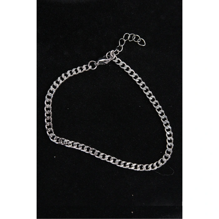 316L Çelik İnce Klasik Model Gümüş Renk Erkek Bileklik - Lisinya