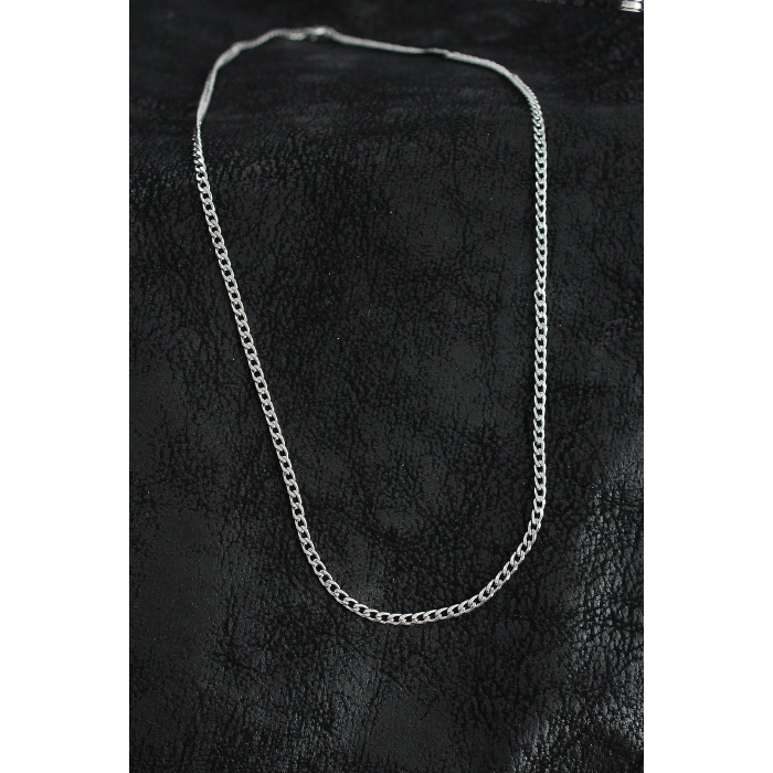 316L Çelik İnce Klasik Zincir Model Gümüş Renk Erkek Kolye - Lisinya