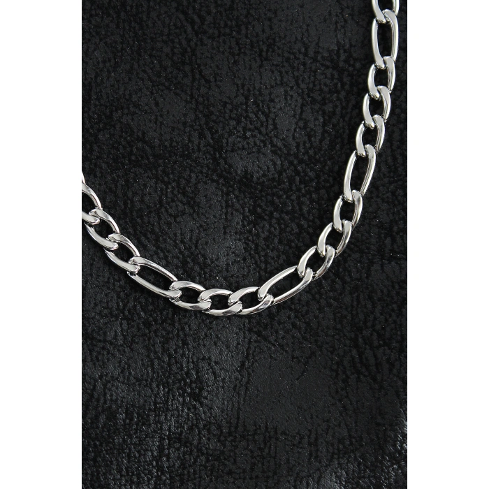 316L Çelik Kalın Figaro Zincir Model Gümüş Renk Erkek Kolye - Lisinya