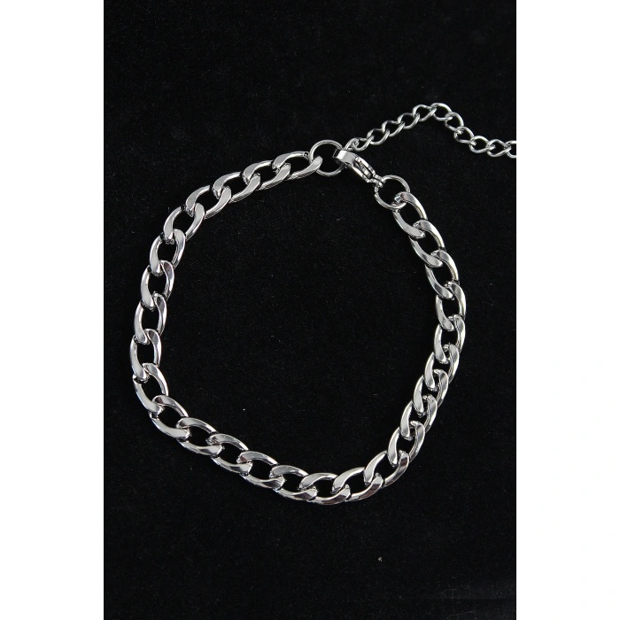 316L Çelik Kalın Klasik Model Gümüş Renk Erkek Bileklik - Lisinya