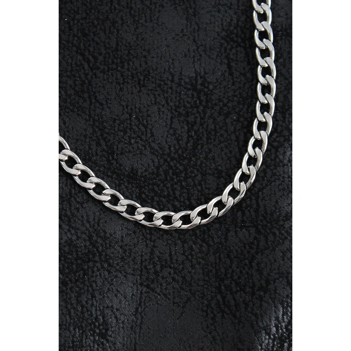 316L Çelik Kalın Klasik Zincir Model Gümüş Renk Erkek Kolye - Lisinya