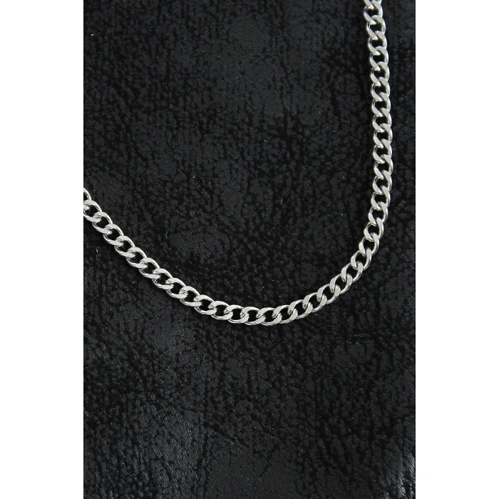 316L Çelik Kalın Zincir Model Gümüş Renk Erkek Kolye - Lisinya