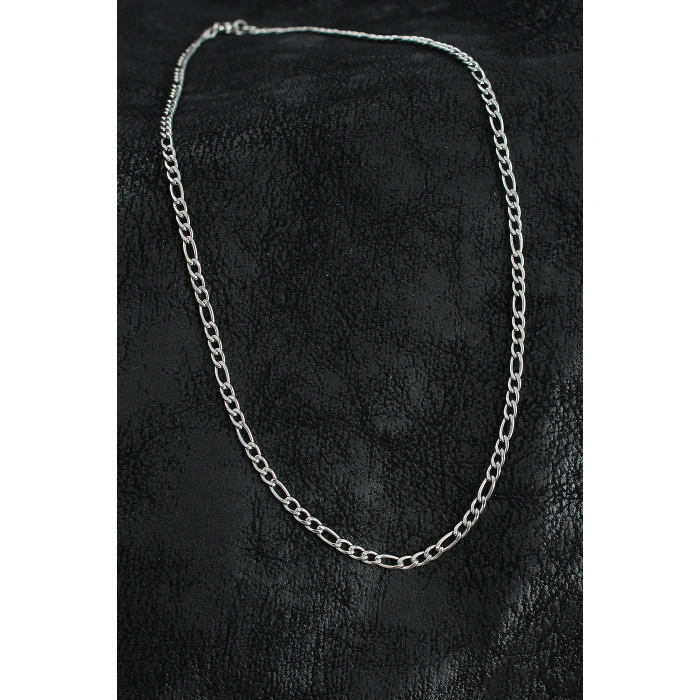 316L Çelik Klasik Figaro Zincir Model Gümüş Renk Erkek Kolye - Lisinya