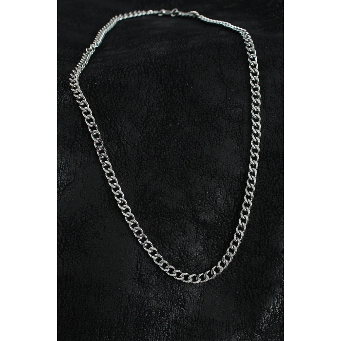 316L Çelik Klasik Zincir Model Gümüş Renk Erkek Kolye - Lisinya