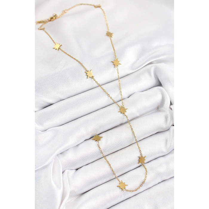 316L Çelik Kutup Yıldızı Figürlü Y Model Gold Renk Kadın Kolye - Lisinya