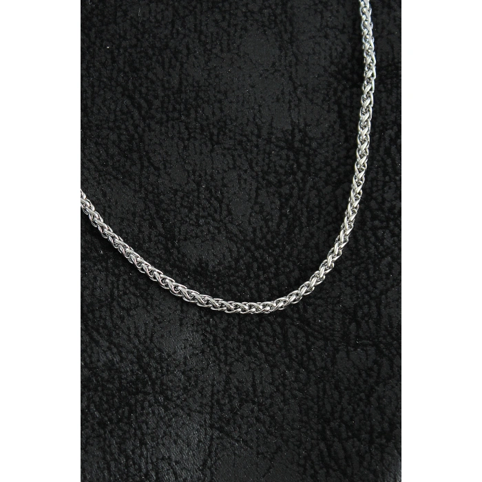 316L Çelik Örgü Zincir Model Gümüş Renk Erkek Kolye - Lisinya