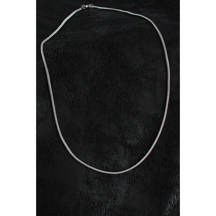 316L Çelik Örme Zincir Model Gümüş Renk Erkek Kolye - Lisinya