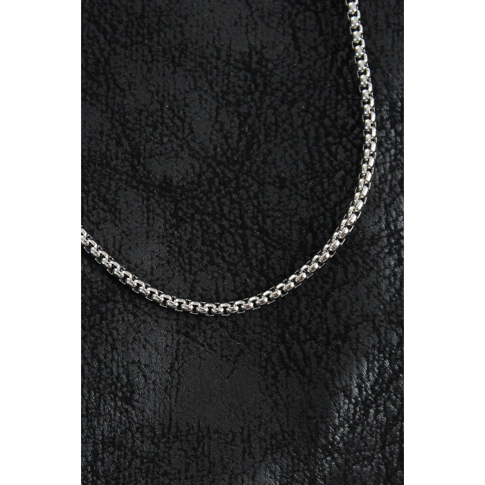 316L Çelik Örme Zincir Model Gümüş Renk Erkek Kolye - Lisinya