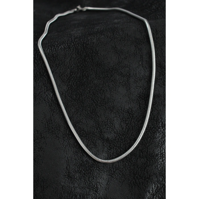 316L Çelik Oval İtalyan Zincir Model Gümüş Renk Erkek Kolye - Lisinya