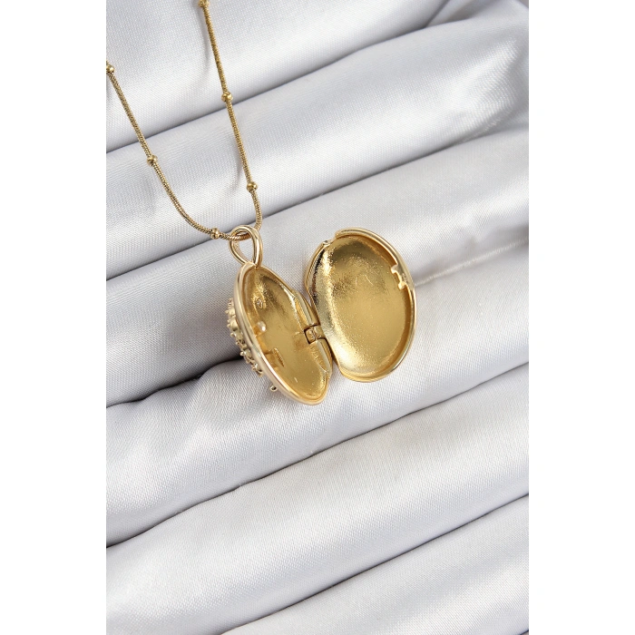 316L Çelik Zincir Açılabilir Anka Kuşu Model Zirkon Taşlı Gold Renk Kadın Kolye - Lisinya