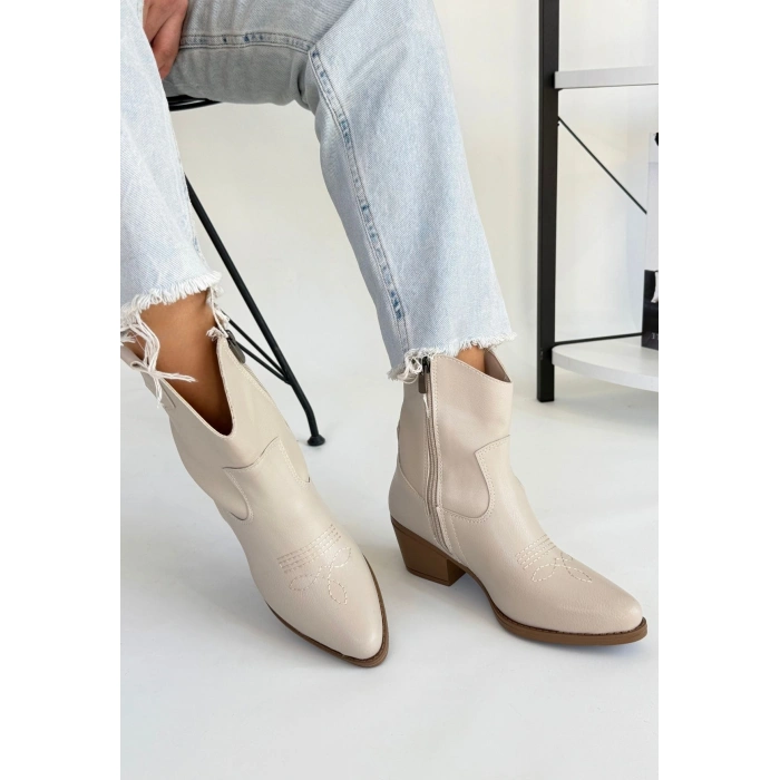 Akver Bej Cilt Topuklu Bot - Lisinya