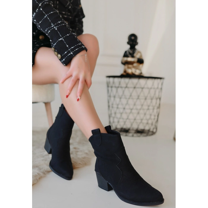 Akver Siyah Nubuk Topuklu Bot - Lisinya