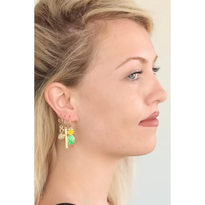 Ananaslı Üçlü Küpe Seti - Lisinya