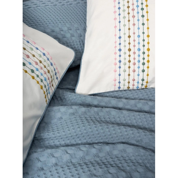 Aura Çift Kişilik Pike Takımı Pebble İndigo