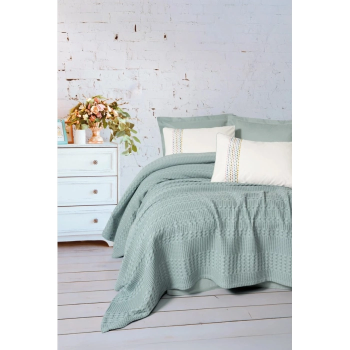 Aura Çift Kişilik Pike Takımı Pebble Mint