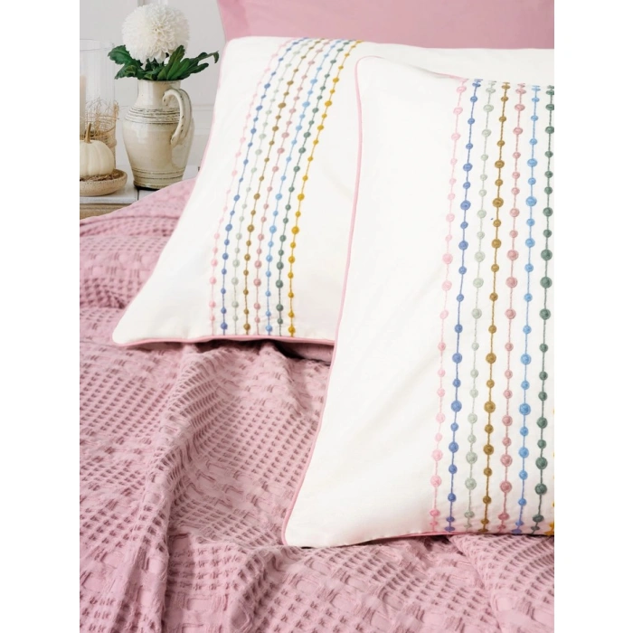 Aura Çift Kişilik Pike Takımı Pebble Pembe