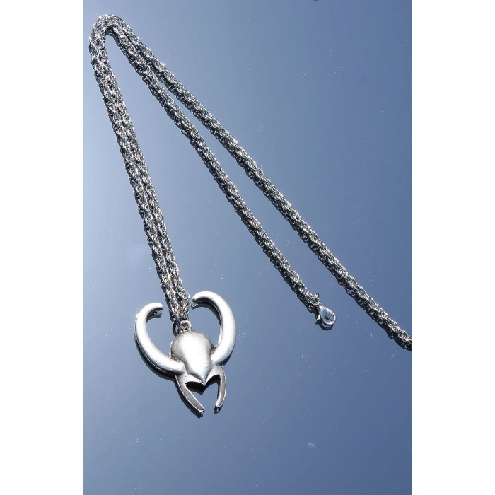 Boynuz Tasarımlı Krom Kaplama Erkek Kolye - Lisinya