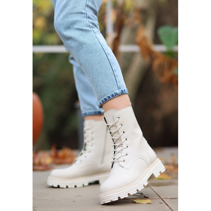 Bria Bej Cilt Bağcıklı Bot - Lisinya