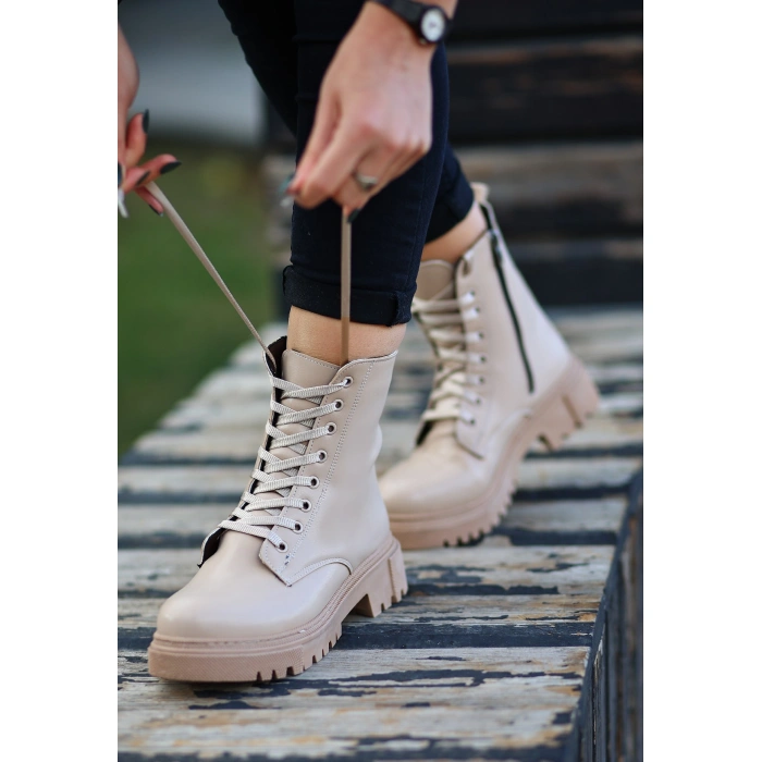 Bria  Nude Cilt Bağcıklı Bot - Lisinya