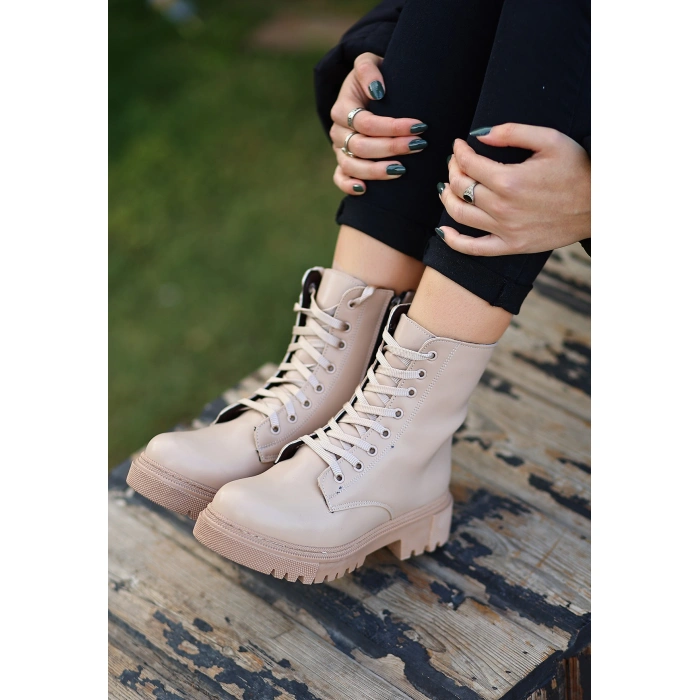 Bria  Nude Cilt Bağcıklı Bot - Lisinya